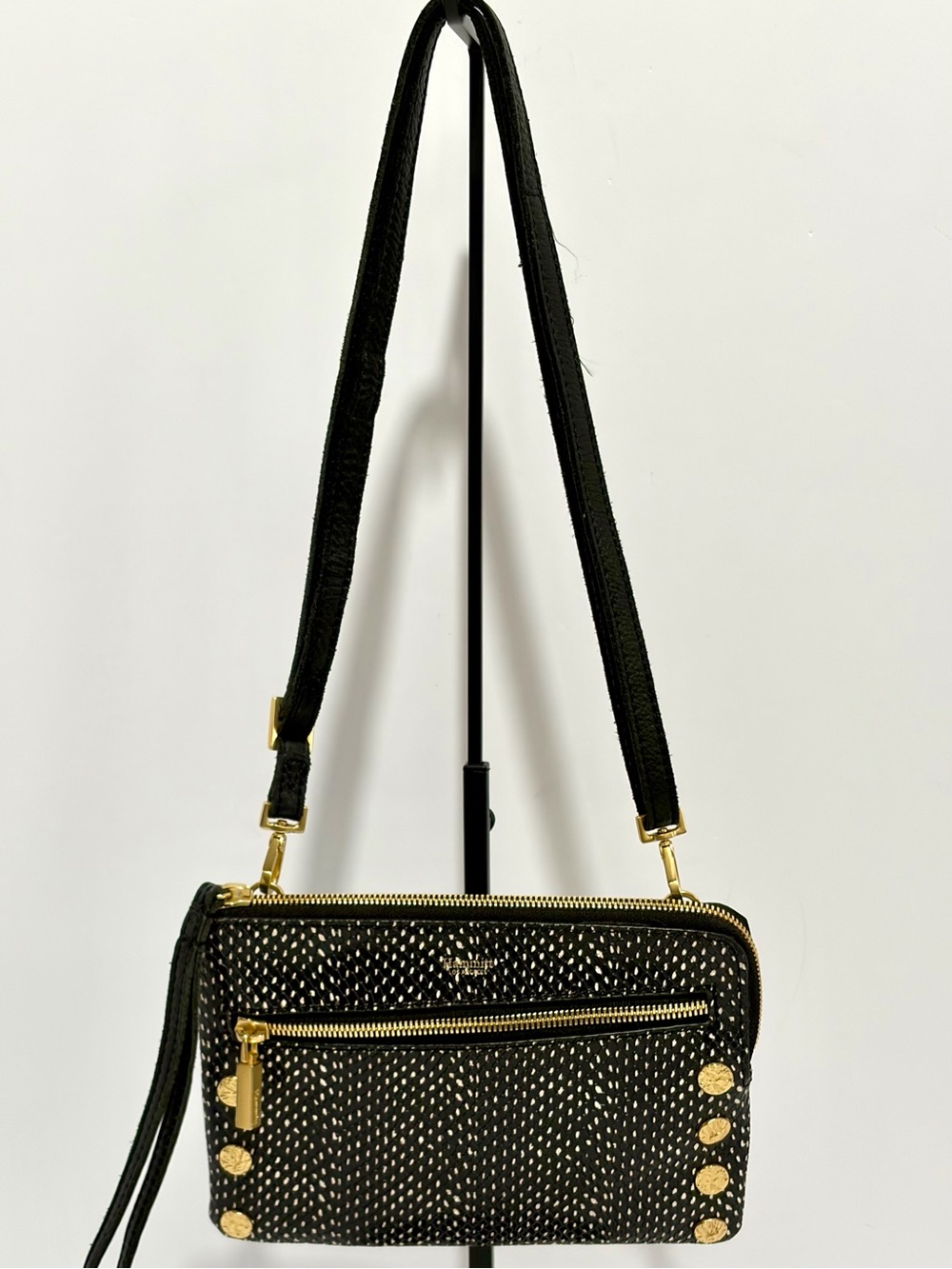 Hammitt Nash Small Crossbody Bag In Black Reserve Snake/Brushed Gold/Hammered